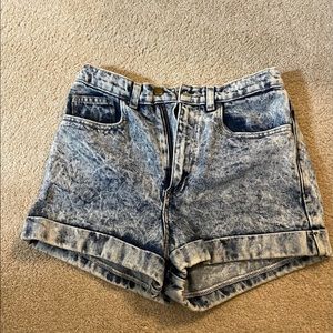 American apparel light wash high waist shorts.